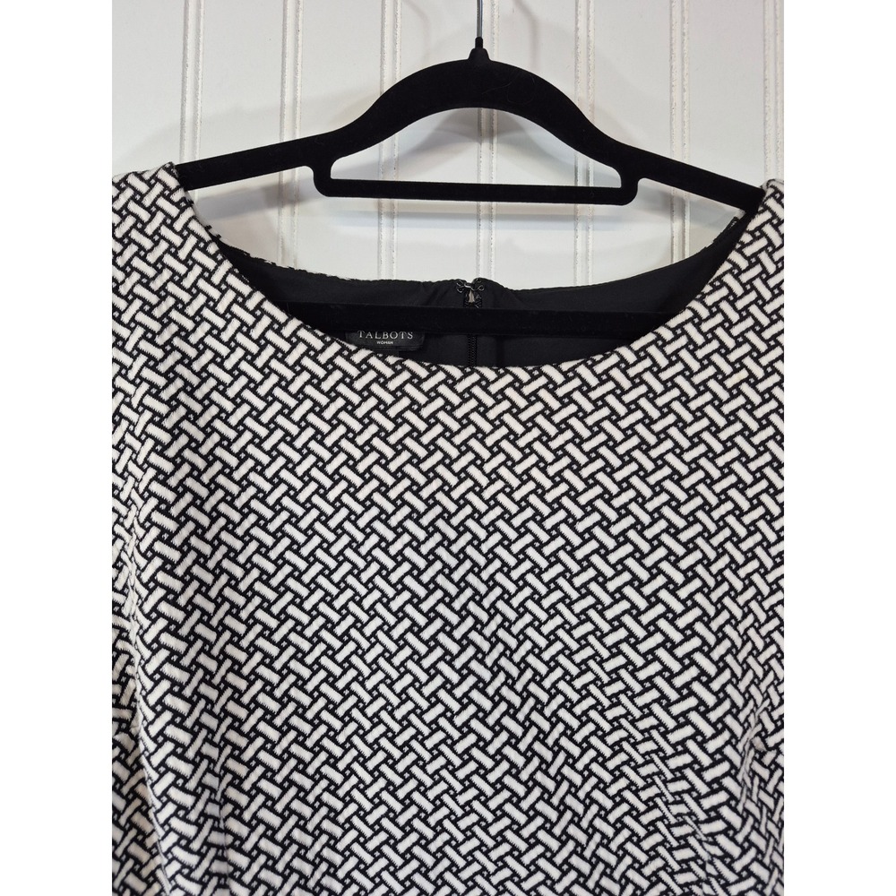 NEW Talbots Woman Black White Geometric Basketweave Sheath Dress 14W Academia - Picture 3 of 8